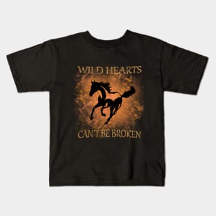 Wild Hearts Can't Be Broken Free Spirit Beautiful Horse Quote Kids T-Shirt